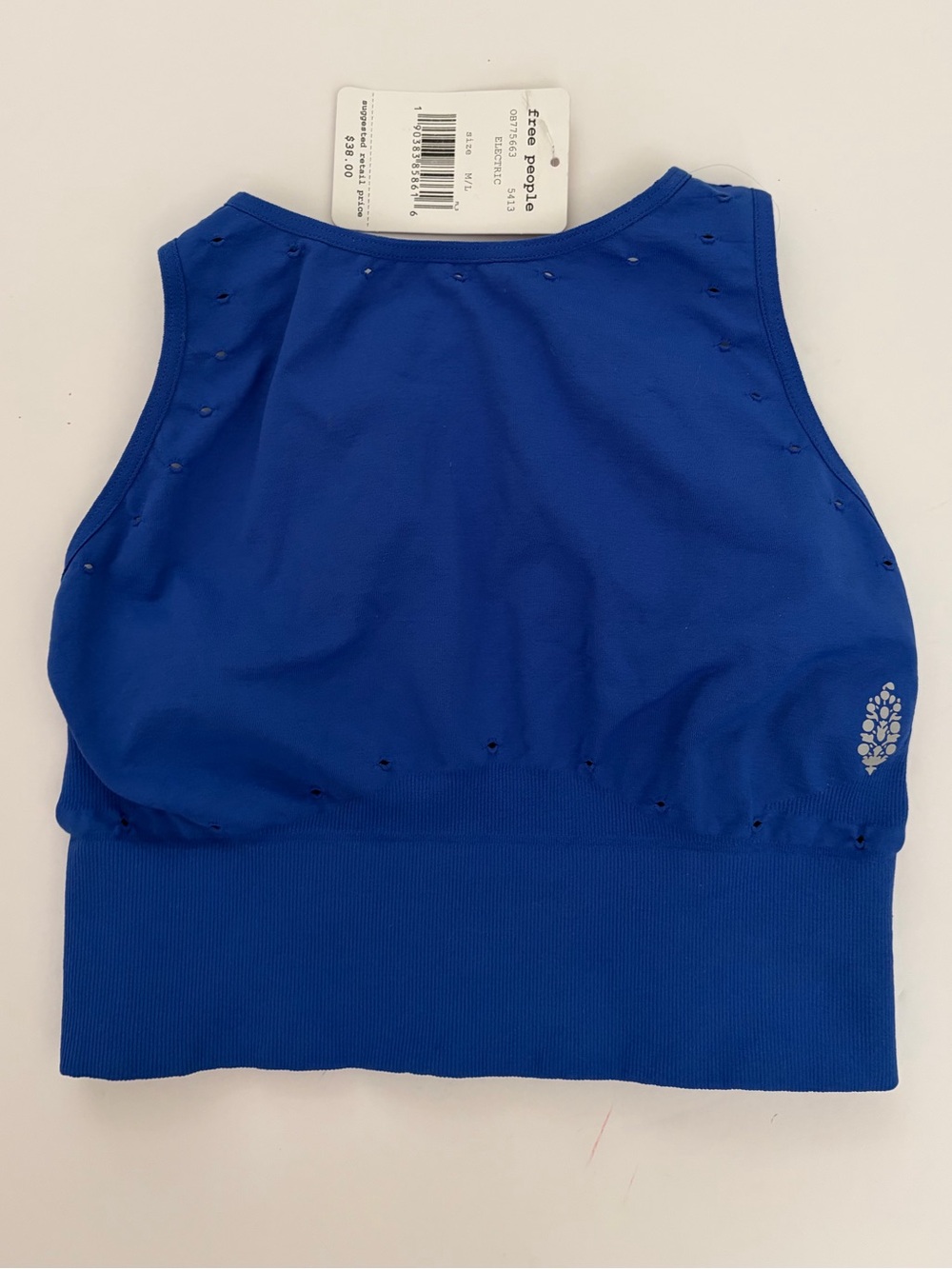 NEW WITH TAGS Free People Royal Blue Ribbed Crop Tank Sports Bra Size M/L